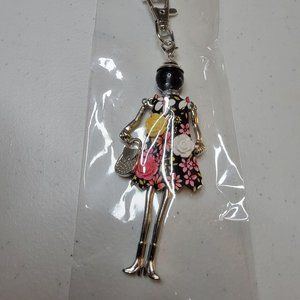 Purse Charm/Key Chain- Fashion Women Pink, Yellow, and White Flowers